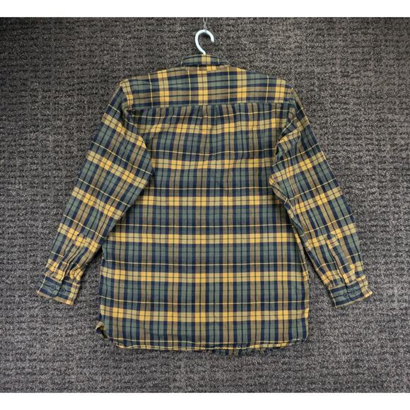 LL Bean Shirt Mens LT Blue Yellow Plaid Flannel Cotton Casual Outdoor Cabincore - Picture 8 of 10